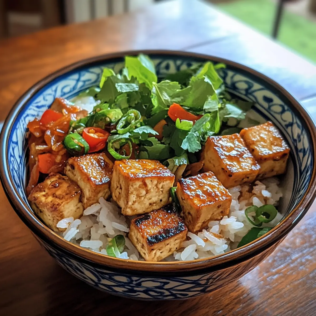 Thai Garlic Tofu Rice Bowl