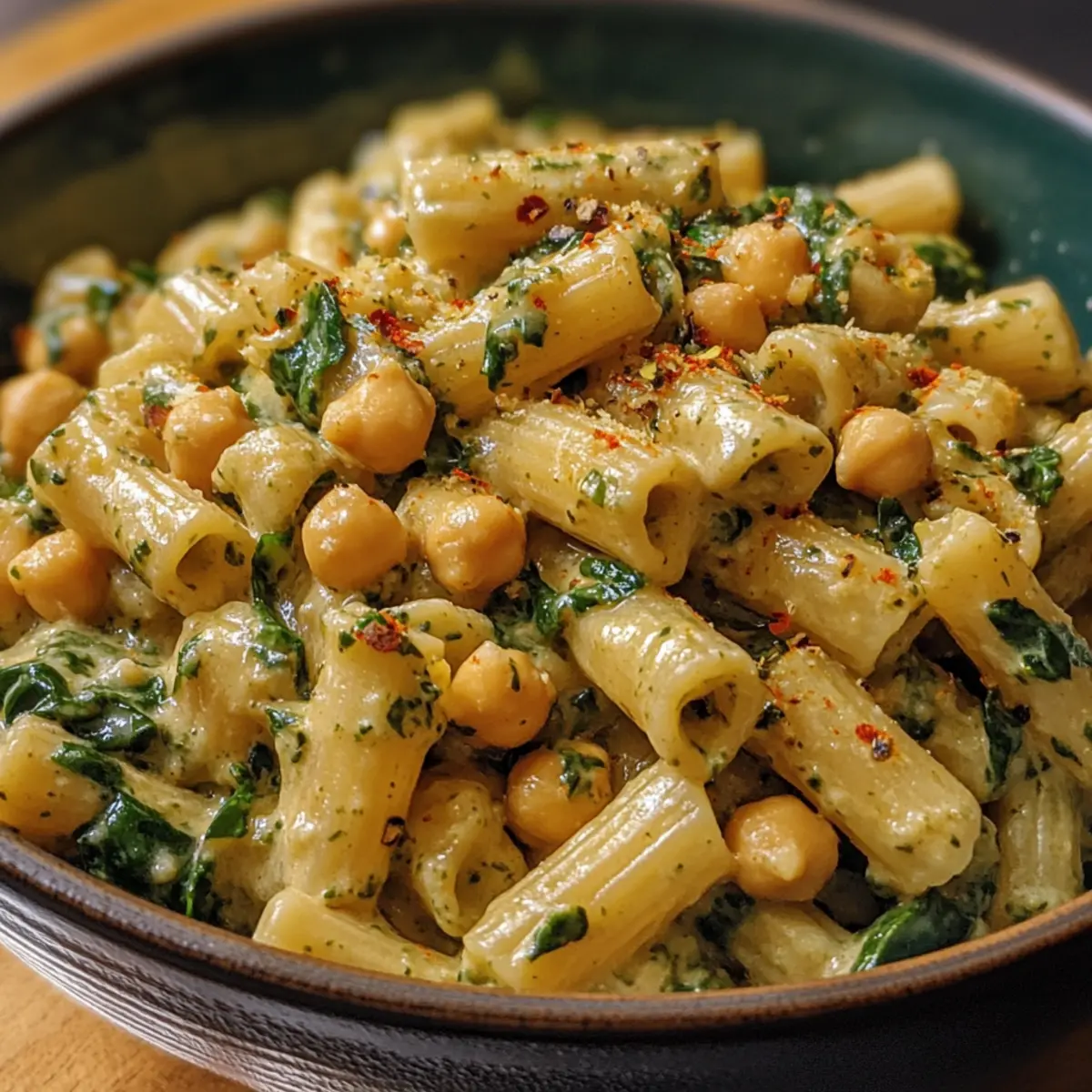 One-Pot Creamy Chickpea Spinach Pasta